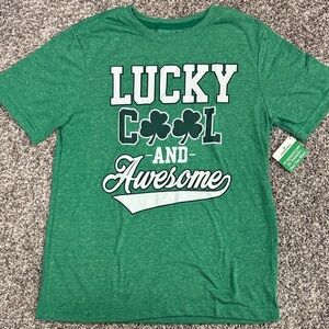 NWT Lucky Cool and Awesome Green Kids Short Sleeve Tee